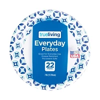 True Living Everyday Plates, 7 in, 22 ct