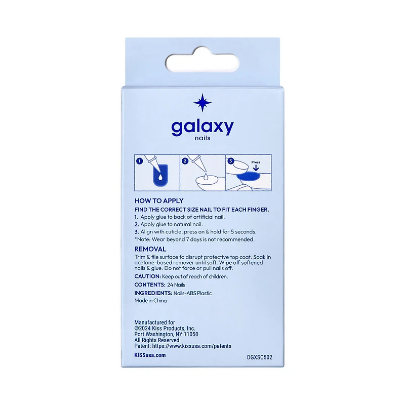 Kiss Galaxy One Step Salon Press-On Nails, Be Glam, 24 ct