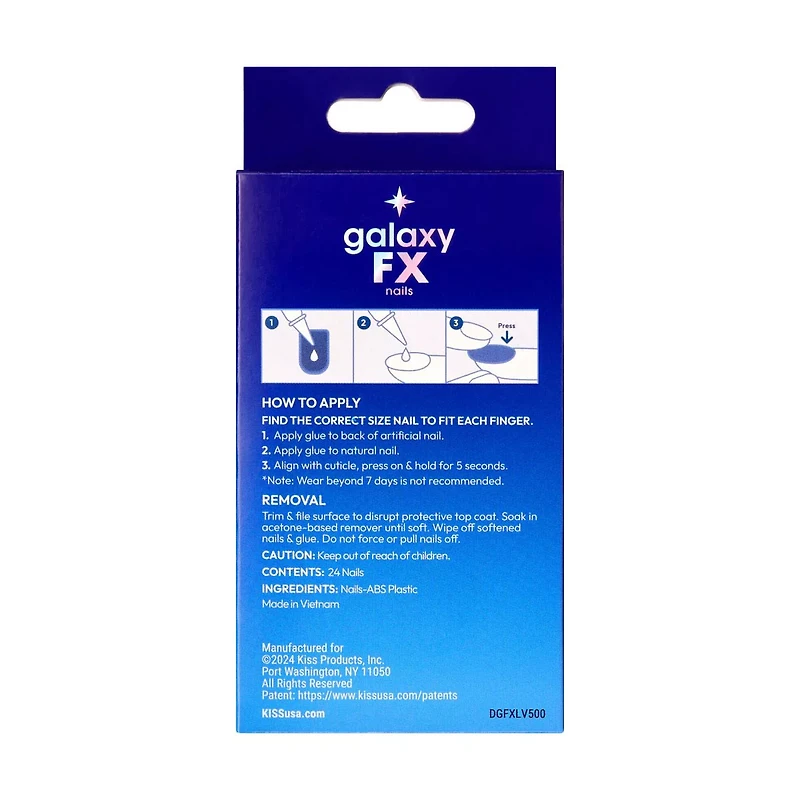 Kiss Galaxy FX One Step Salon Press-On Nails, Gimme, 24 ct