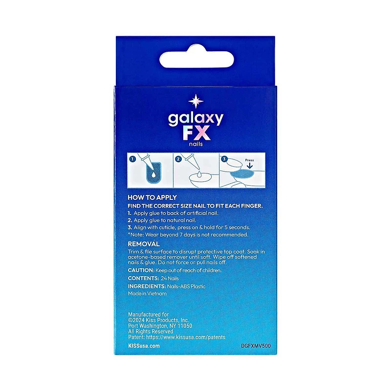 Kiss Galaxy FX One Step Salon Press-On Nails, Welcome, 24 ct