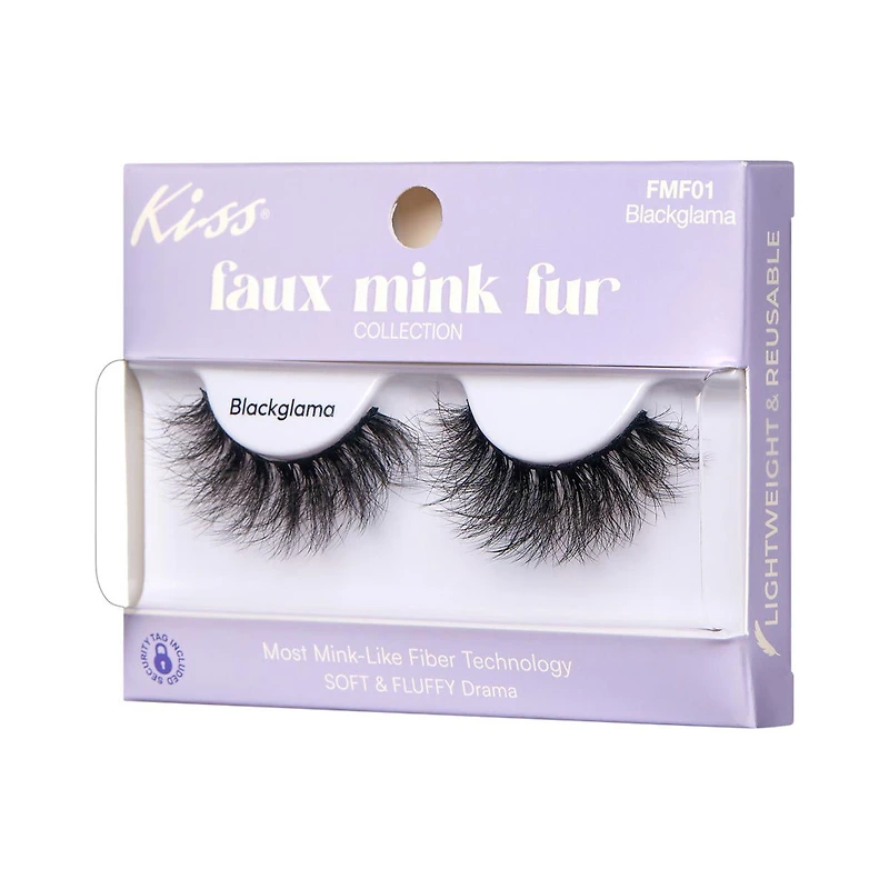 Kiss Faux Mink Fur Collection False Eyelashes, Blackglama