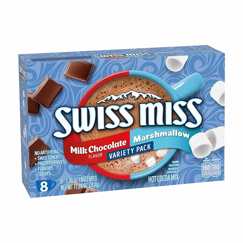 Swiss Miss Marshmallow & Milk Chocolate Hot Cocoa Mix Variety Pack, 8 ct