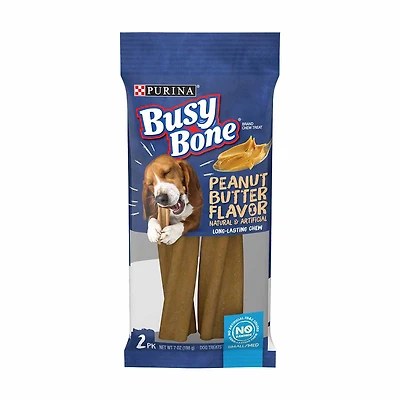 Purina Busy Bone Long Lasting Dog Treats, Peanut Butter Flavor, 2 ct