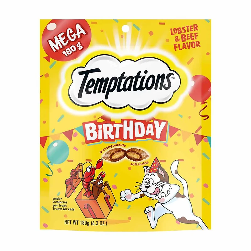 Temptations Birthday Cat Treats Mega Pack, Lobster & Beef, 6.3 oz