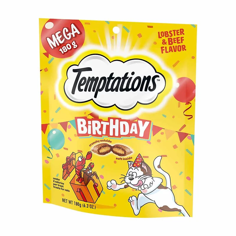 Temptations Birthday Cat Treats Mega Pack, Lobster & Beef, 6.3 oz