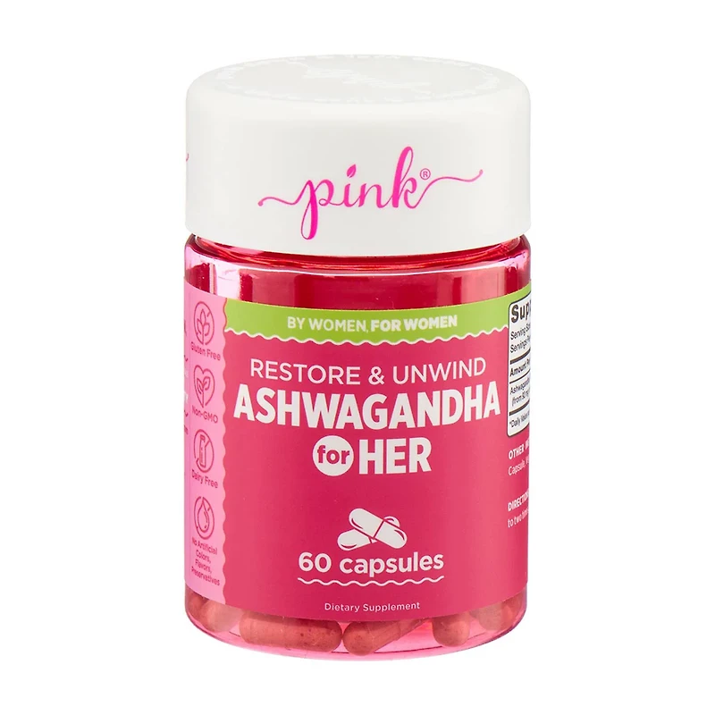 Pink Restore and Unwind Ashwagandha Capsules, 60 ct