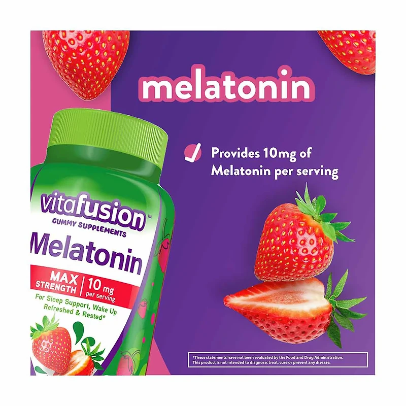 Vitafusion Melatonin Max Strength Gummy Supplements, 10 mg, 100 ct