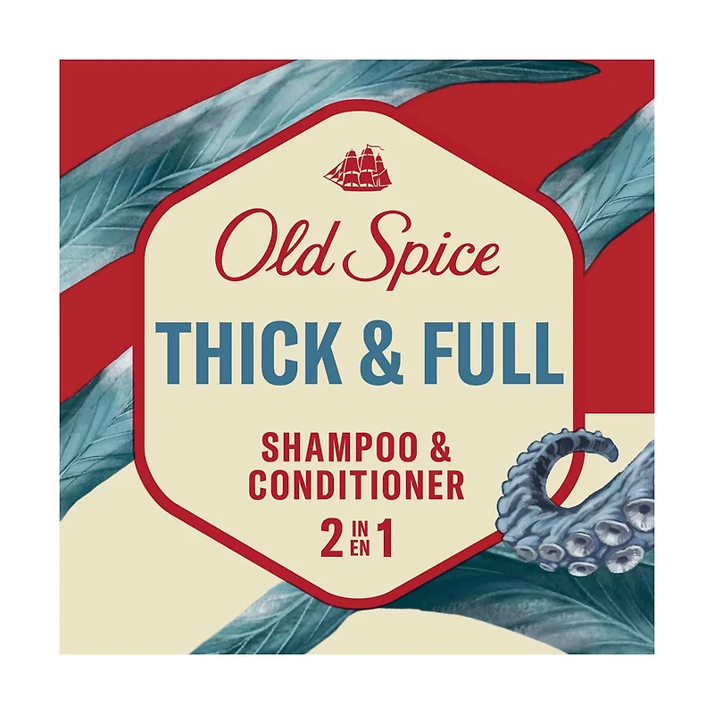 Old Spice Thick and Full 2IN1 Shampoo and Conditioner for Men, with deep sea minerals scent, 21.9 fl oz