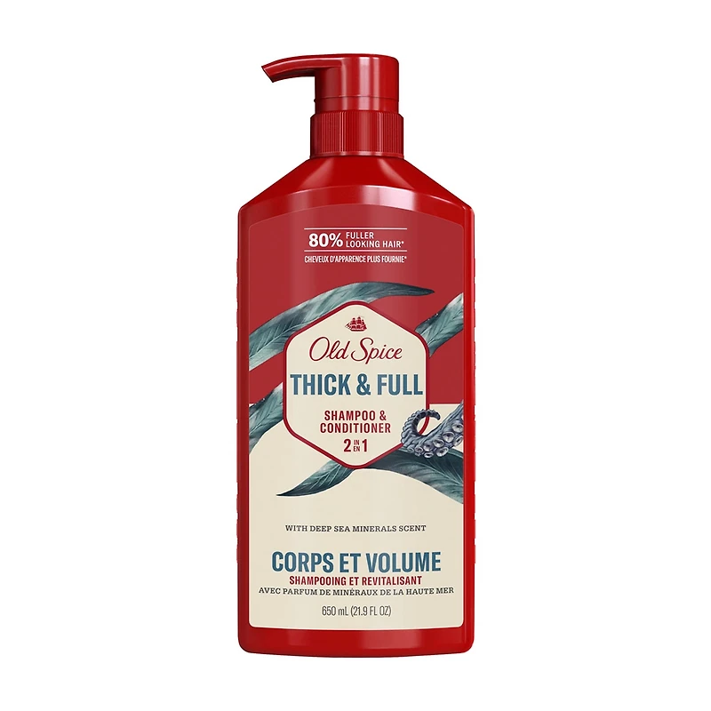 Old Spice Thick and Full 2IN1 Shampoo and Conditioner for Men, with deep sea minerals scent, 21.9 fl oz