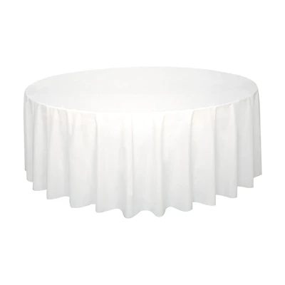 Premier Stylz Round Vinyl Tablecover with Felt Backing, White, 68.5 in