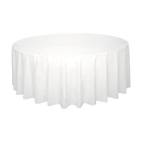 Premier Stylz Round Vinyl Tablecover with Felt Backing, White, 68.5 in