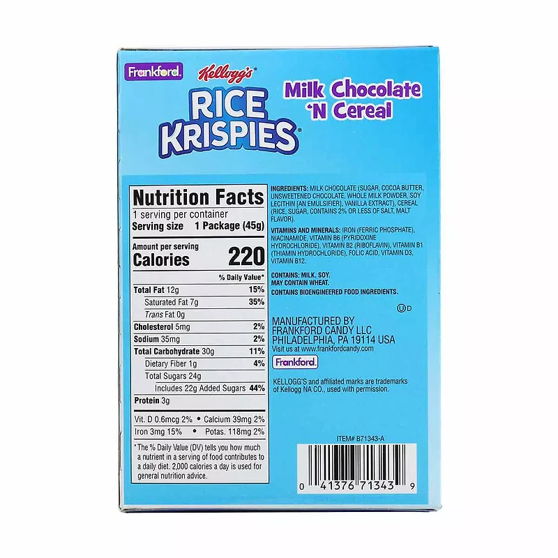 Frankford Kellogg's Rice Krispies Milk Chocolate 'N Cereal Easter Bunny, 1.6 oz