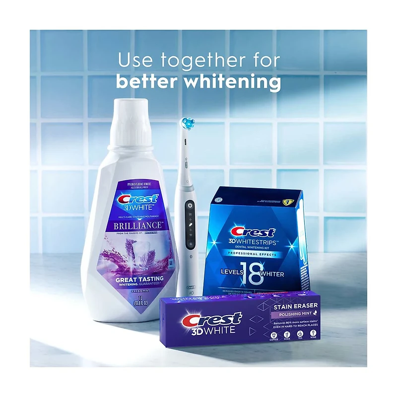 Crest 3D White Stain Eraser Whitening Toothpaste, Polishing Mint, 2.7 oz