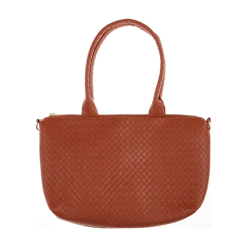 Brown Woven Mini Tote Bag with Handle