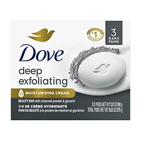 Dove Deep Exfoliating Charcoal Powder & Glycerin Beauty Bar Soap, 3 ct