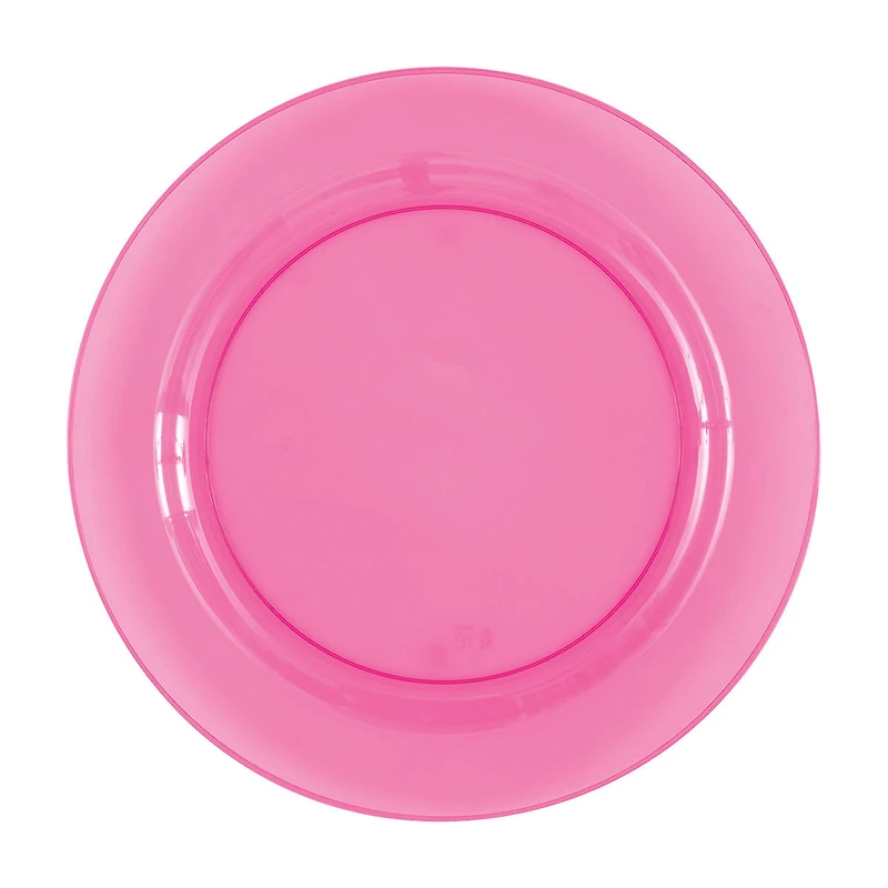 Pink Translucent Plastic Round 10" Dinner Plates, 4ct