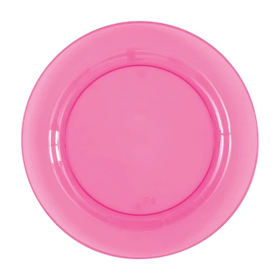 Pink Translucent Plastic Round 10" Dinner Plates, 4ct