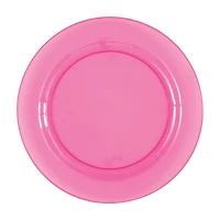 Pink Translucent Plastic Round 10" Dinner Plates, 4ct