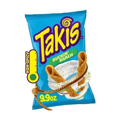 Takis Buckin' Ranch Flavored Non-Spicy Rolled Tortilla Chips, 9.9 oz