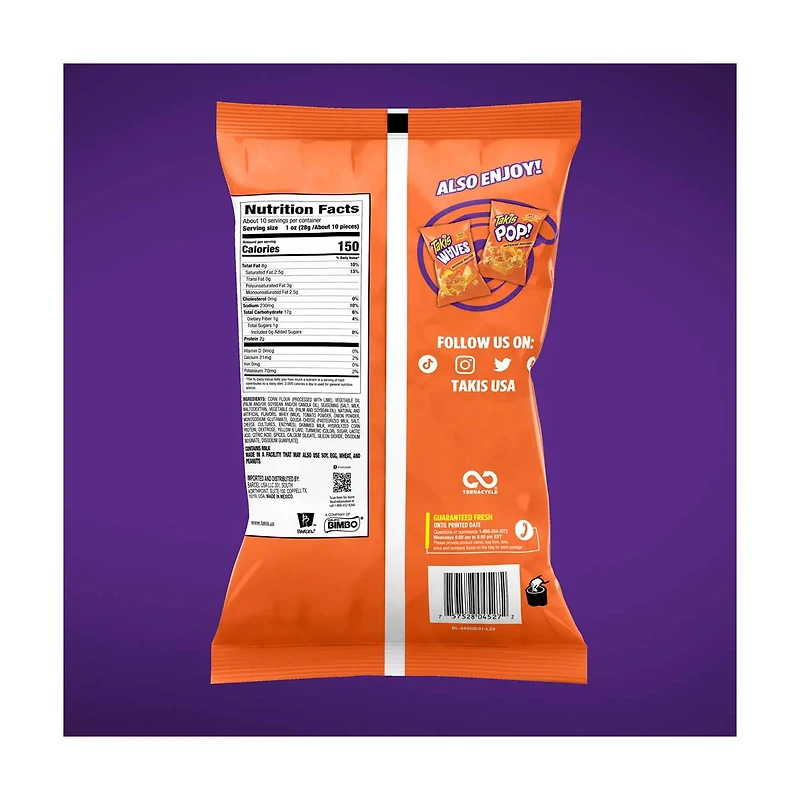 Takis Intense Nacho Cheese Flavored Non-Spicy Tortilla Chips, 9.9 oz