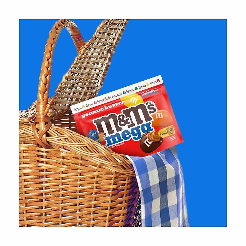 M&M's Mega Peanut Butter Chocolate Candy, Sharing Size Bag, 8.6 oz