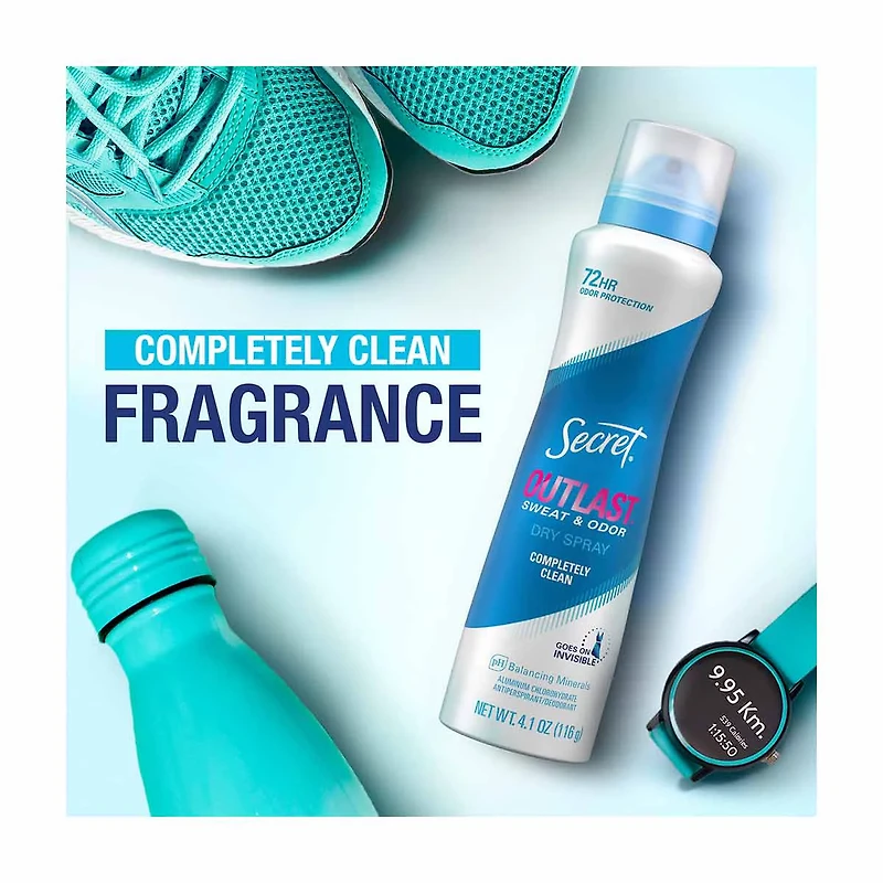 Secret Outlast Dry Spray Antiperspirant & Deodorant, Clean, 4.1 oz