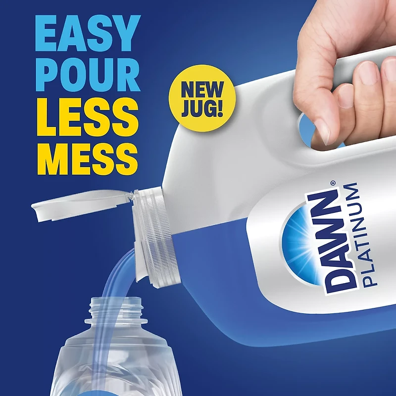 Dawn Platinum Dish Soap, Dishwashing Liquid, Tough Grease Removal, Fresh Rain, 5