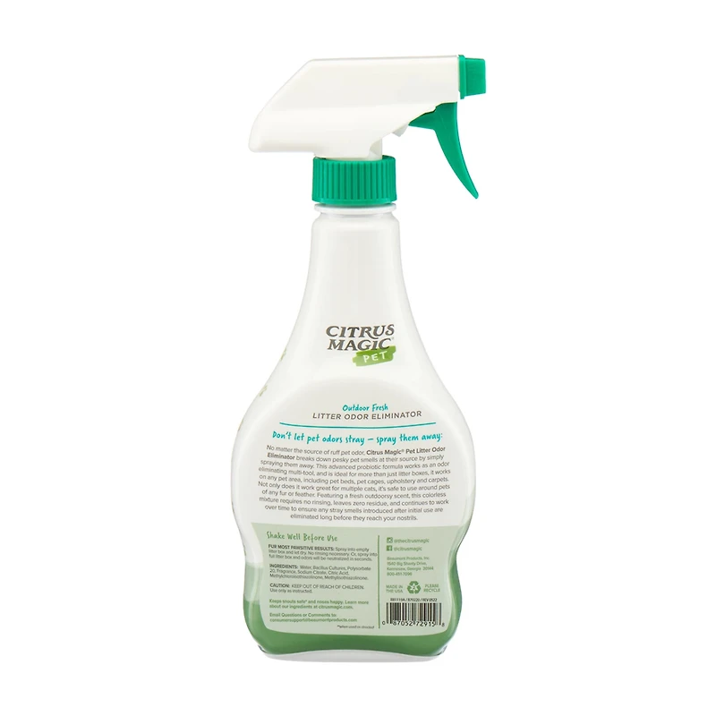 Citrus Magic Pet Probiotic Litter Odor Eliminator, Outdoor Fresh, 16-Fluid Ounce