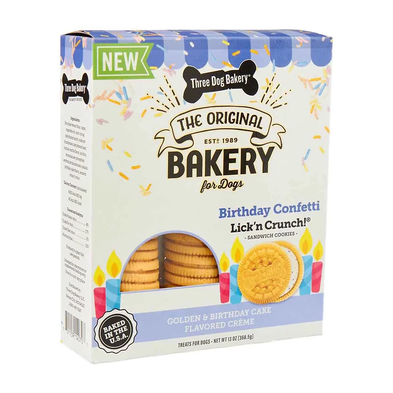 Three Dog Bakery The Original Bakery for Dogs, Birthday Confetti Lick'n Crunch Co