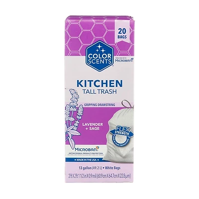 Color Scents Kitchen Tall Trash Bag, Lavender and Sage, 20 ct