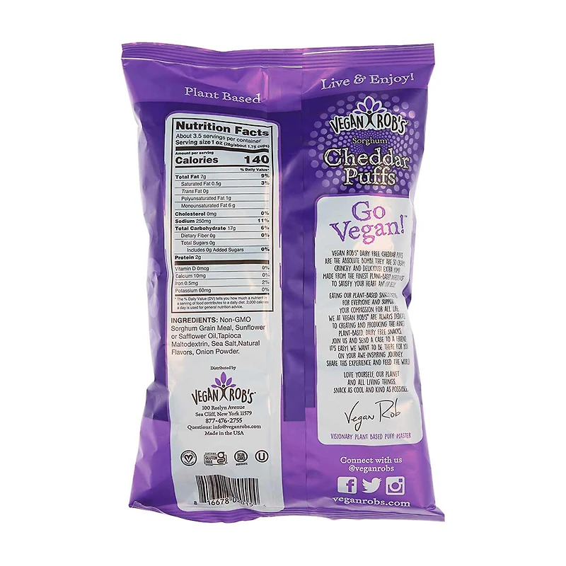 Vegan Rob's Sorghum Cheddar Puffs, 3.5 oz