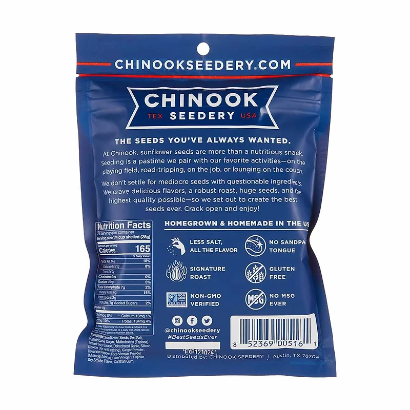 Chinook Seedery Sunflower Seeds, Smokehouse BBQ, 4 oz