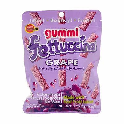 Bourbon Fettucine Gummi Strips, Grape, 1.76 oz