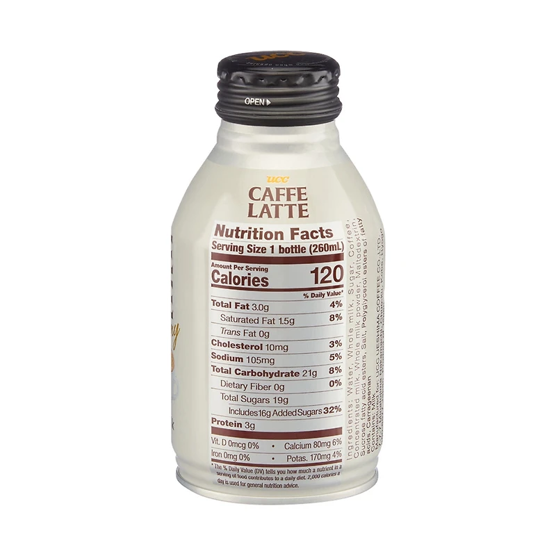 UCC Caffe Latte, Coffee with Milk, 8.79 fl oz