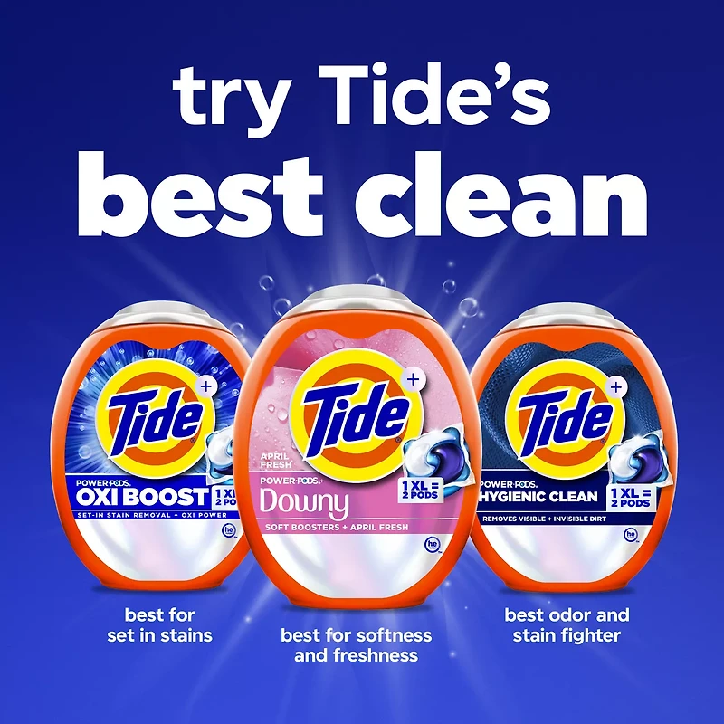 Tide Power PODs + Downy Laundry Detergent Pods, 18 Count, Soft Boosters + April Fresh, Detergent soap pacs for Laundry washing, HE compatible