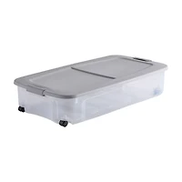 Wheeled Underbed Latching Storage Box, 58 qt