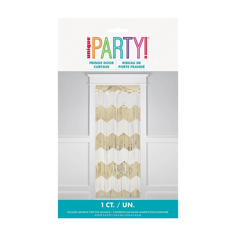 Gold Foil & White Matte Fringe Backdrop