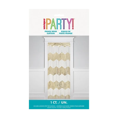 Gold Foil & White Matte Fringe Backdrop