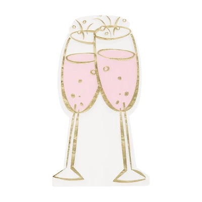 Champagne Flute Foil Dinner Napkins 16ct