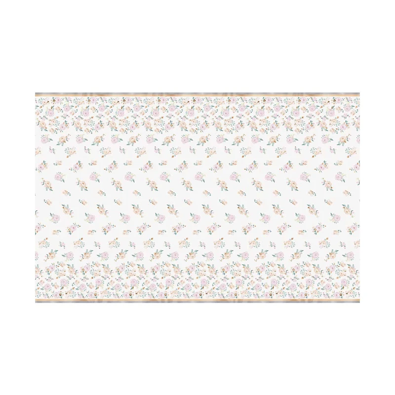 Pink Blooms Rectangular Foil Tablecover