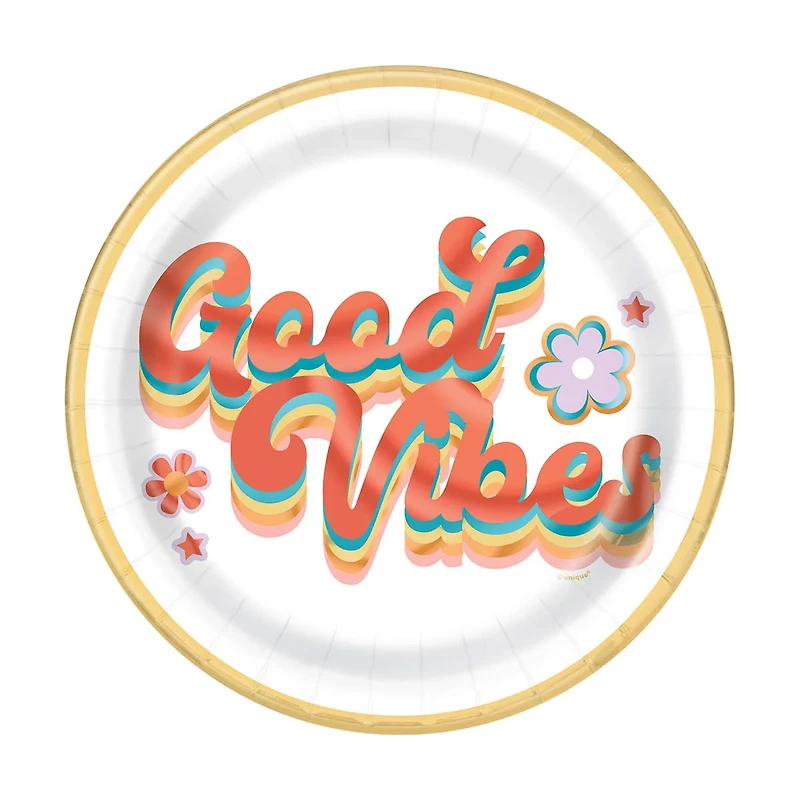 Retro Foil 9" Plates 8ct