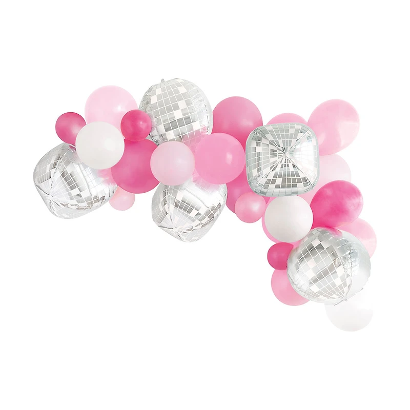 Pink Disco Balloon Arch w/ Disco Spheres 30ct