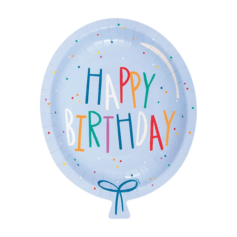 Party Hats Balloon Shaped Plates 8ct
