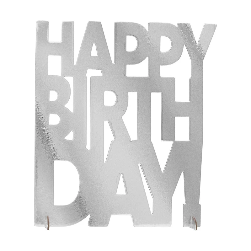 Silver Foil Board Birthday Centerpiece 1ct