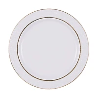 Hammered Plates w/ Gold Rim, White, 8 ct, 10.25 in