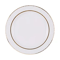 Hammered Plates w/ Gold Rim, White, 8 ct, 7.25 in
