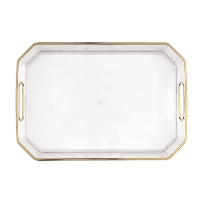 Clear Plastic Serving Tray with Gold Foil Edge, 1ct