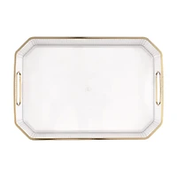 Clear Plastic Serving Tray with Gold Foil Edge, 1ct