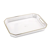 Clear Plastic Serving Tray with Gold Foil Edge, 1ct