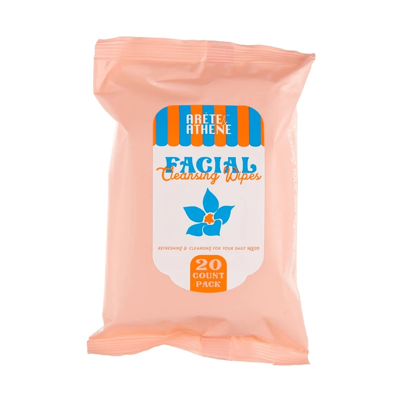 Arete & Athene Facial Cleansing Wipes, Pink, 20 ct